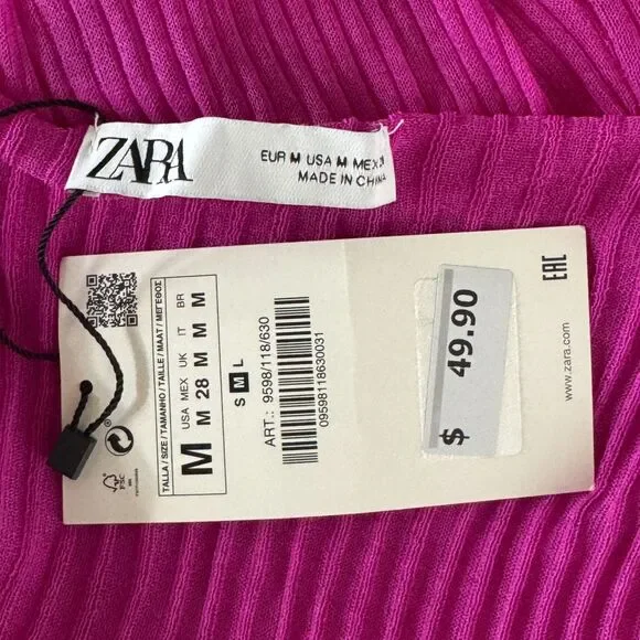 NEW Zara Rib Knit Semi Sheer Swimsuit Coverup Dress Women's Size Medium - Picture 3 of 8